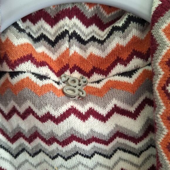 Colorful Warm Zigzag Open Inside Out Bohemian Sweater Fringe Detail M - Picture 5 of 8